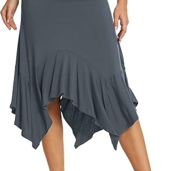 Urban CoCo Women's Basic Elastic Waist A-line Solid Flared Midi Skirt