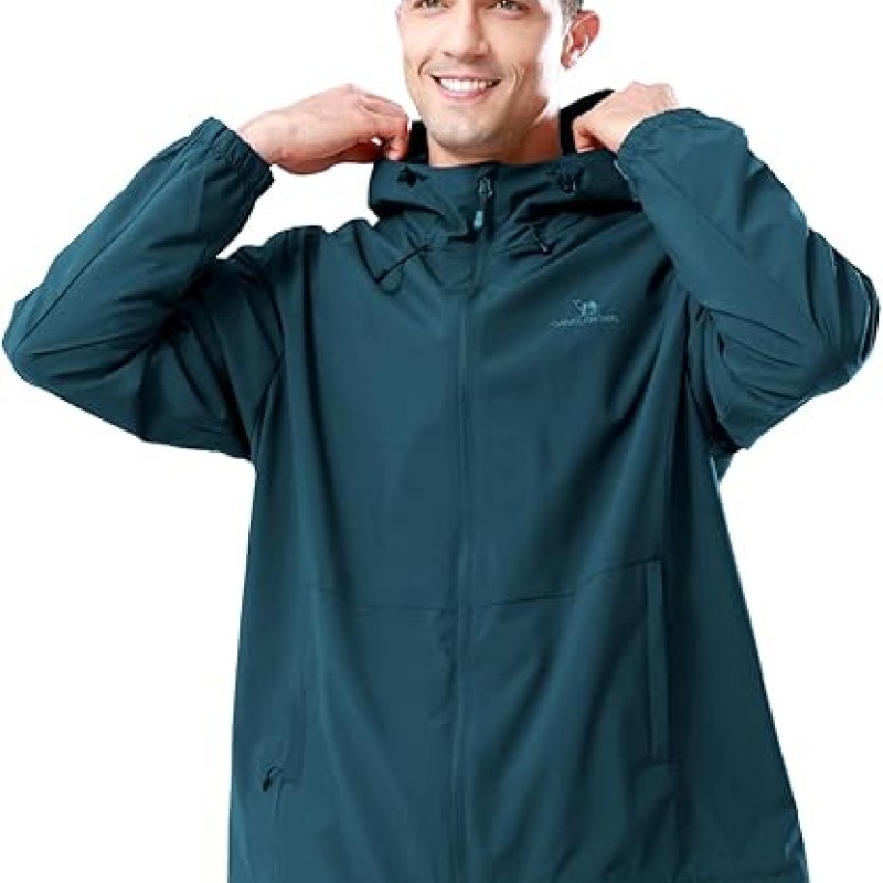 Men Waterproof Softshell Jacket Windbreaker Hooded lightweight Rain Coat for Outdoor Hiking