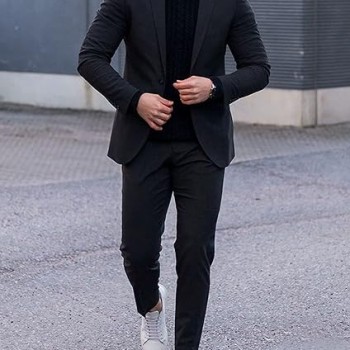 Mens Sport Coat Casual Blazer One Button Business Suit Jacket